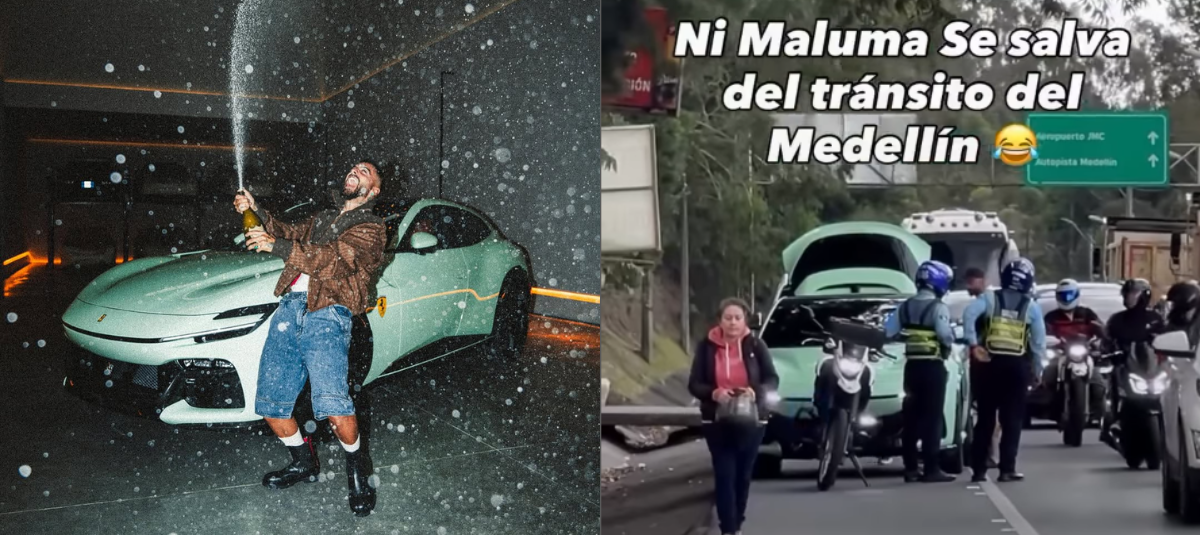 Maluma debuts his new Ferrari, a world-exclusive car, and video shows that Medellín traffic police stopped him while driving.