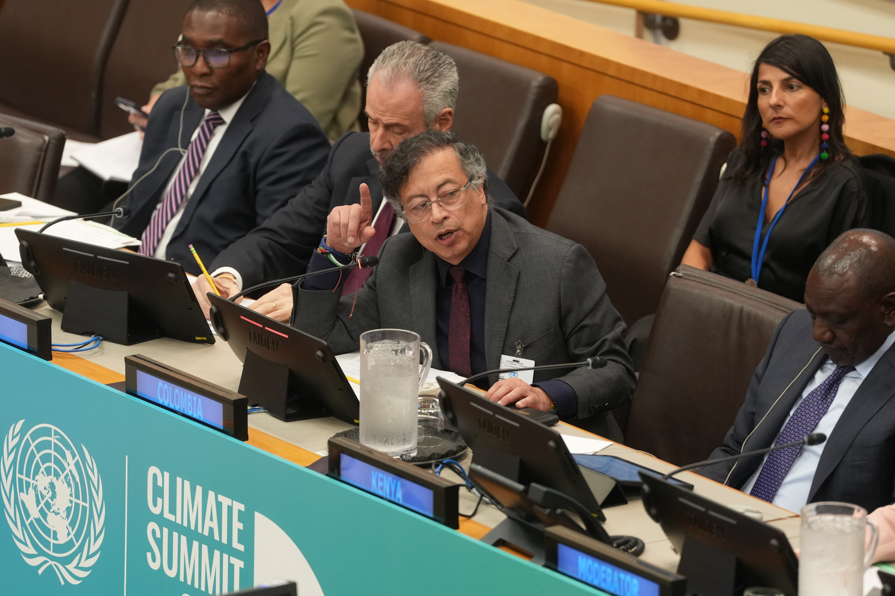 El presidente Gustavo Petro en el diálogo de alto nivel sobre financiación climática.