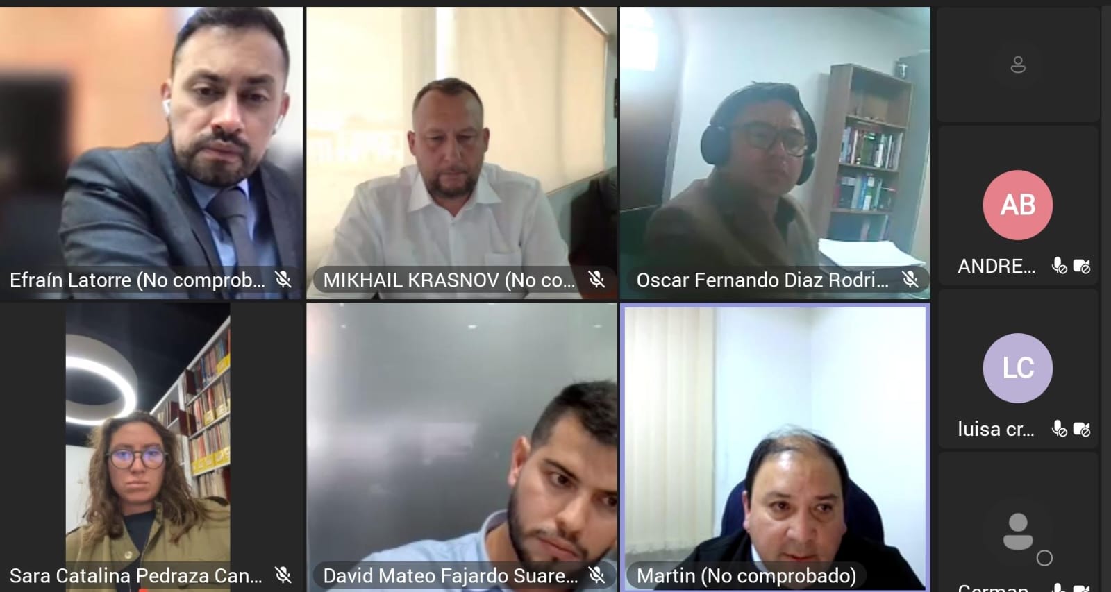 Captura de pantalla de la audiencia del alcalde de Tunja, Mikhail Krasnov.