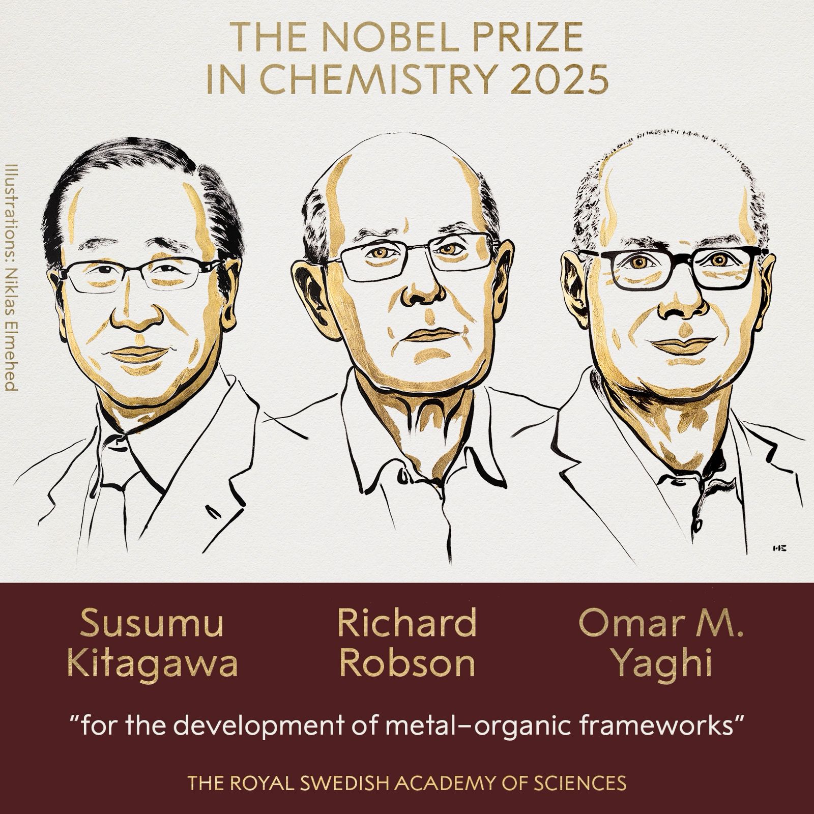 Ganadores del Nobel de Química 2025.