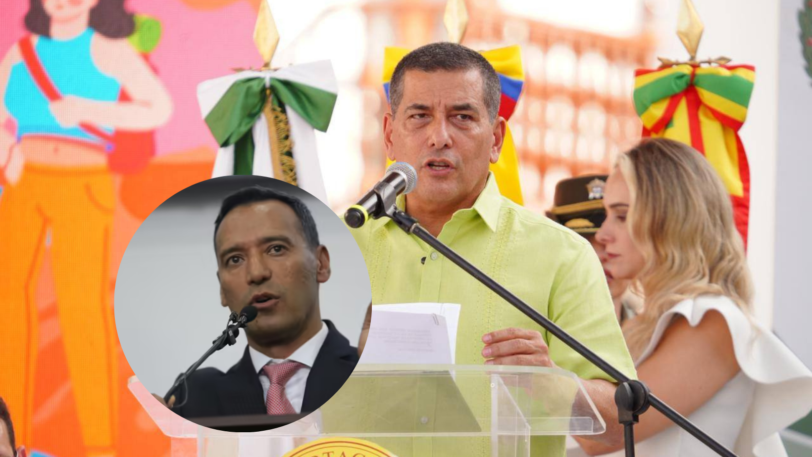 Alcalde de Cartagena, Dumek Turbay y Ministro de Defensa Pedro Sánchez.