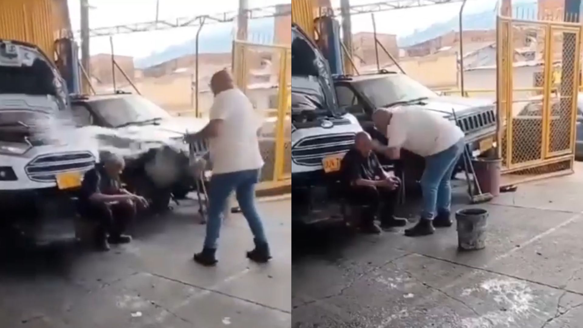 Agresión a adulto mayor en un establecimiento mecánico en Pereira.