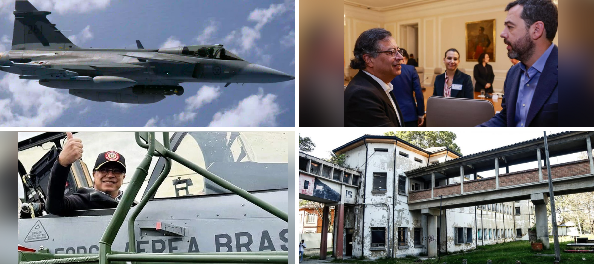 El presidente Gustavo Petro; el alcalde de Bogotá, Carlos Fernando Galán; los aviones Gripen y el hospital San Juan de Dios.