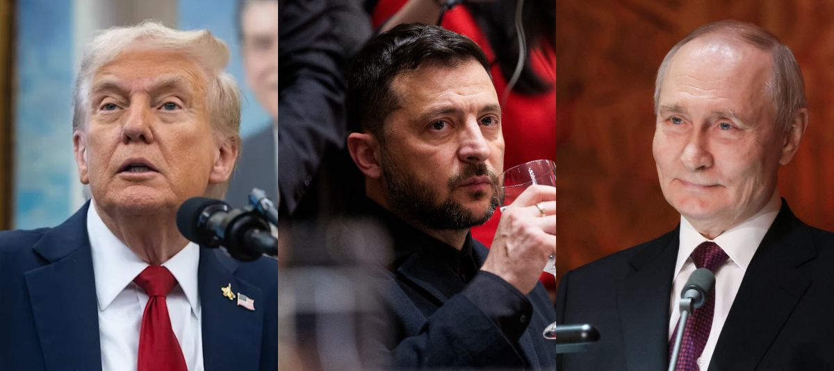 Los presidentes estadounidense, Donald Trump; ucraniano, Volodímir Zelenski; y ruso, Vladímir Putin.