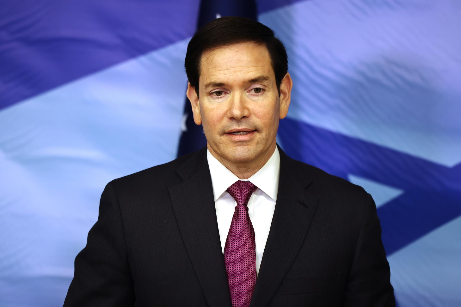 El secretario de Estado estadounidense, Marco Rubio, durante una rueda de prensa en Israel.