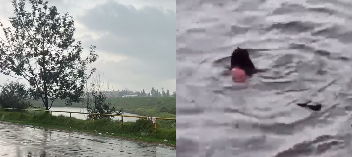 La policía rescató a una mujer y un bebé que estaban en un río de Bogotá.