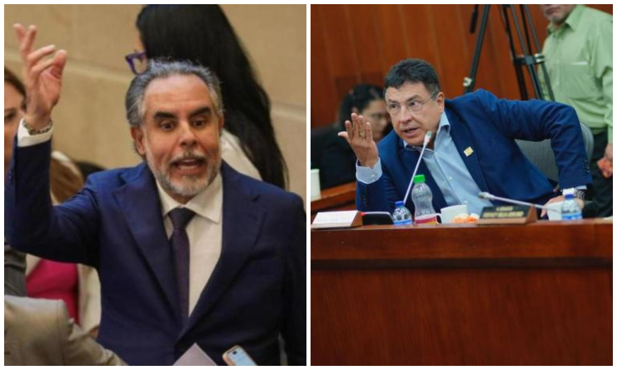 El ministro del Interior, Armando Benedetti, y el senador Miguel Ángel Pinto.