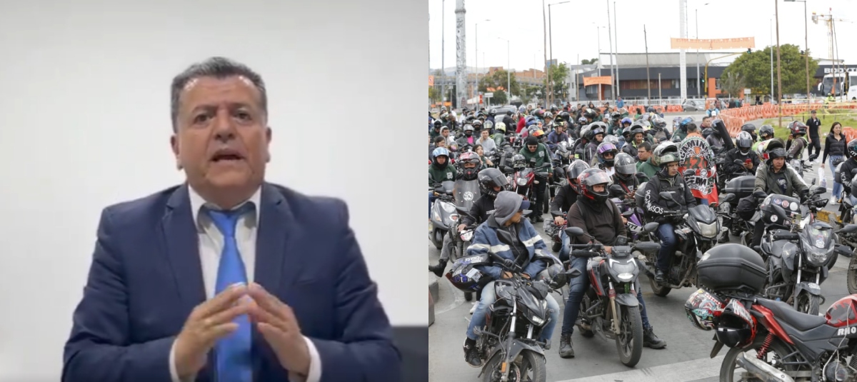 Hugo Ospina y motociclistas de Bogotá