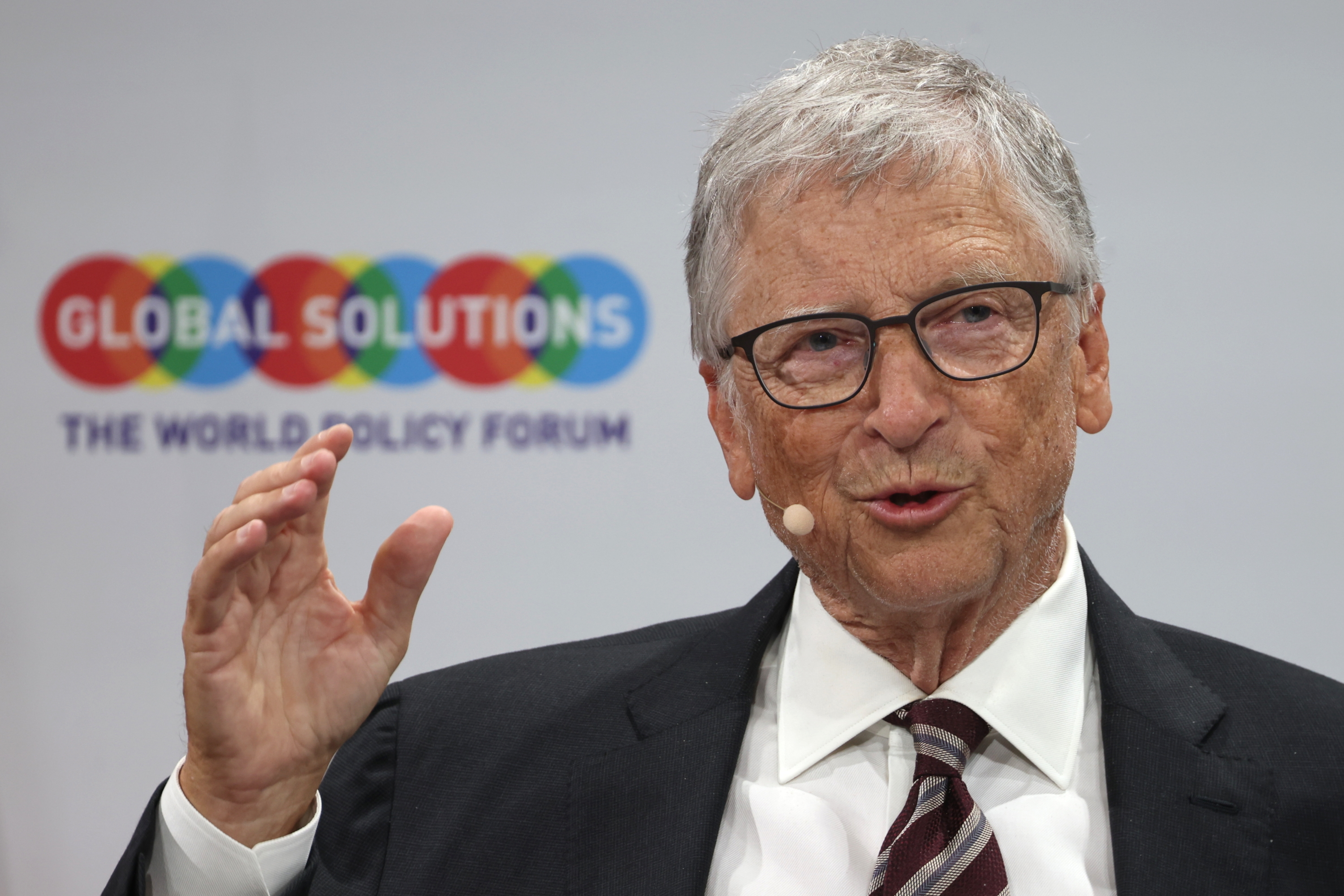 Miliardarul și filantropul Bill Gates în timpul Summitului pentru Soluții Globale de la Berlin, desfășurat la Berlin, Germania.