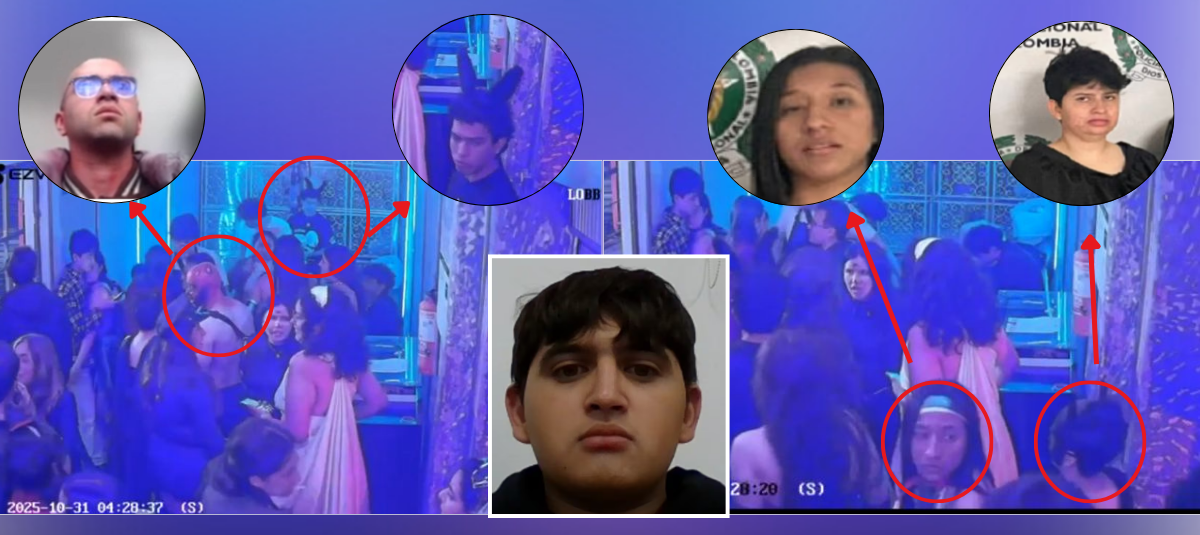 Los presuntos implicados en la golpiza a Jaime Esteban Moreno. Arriba a la izquierda, Carlos Suárez Ortiz, el único capturado.