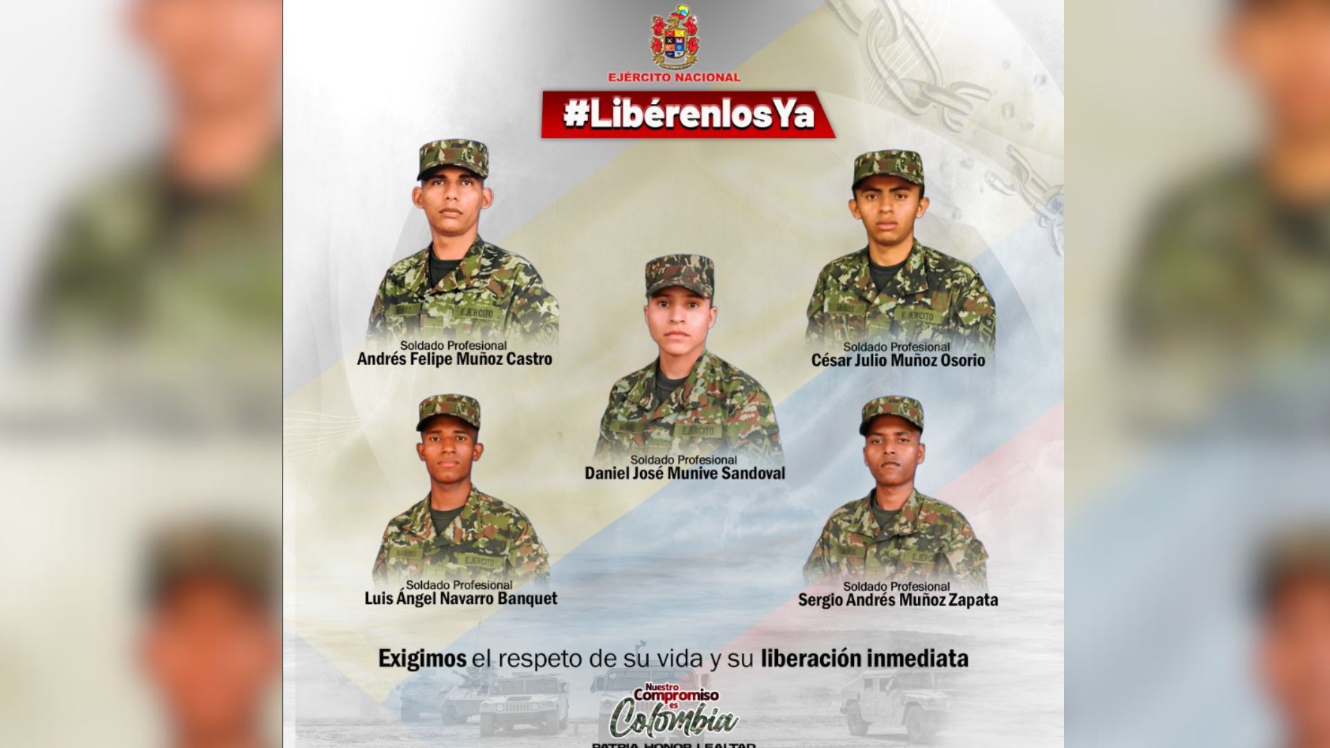 Los soldados secuestrados en Arauca.