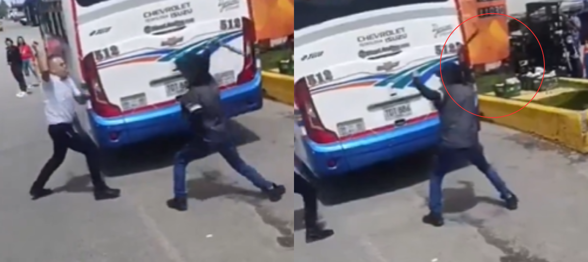 Dos hombres se pelean en vía pública en Antioquia.