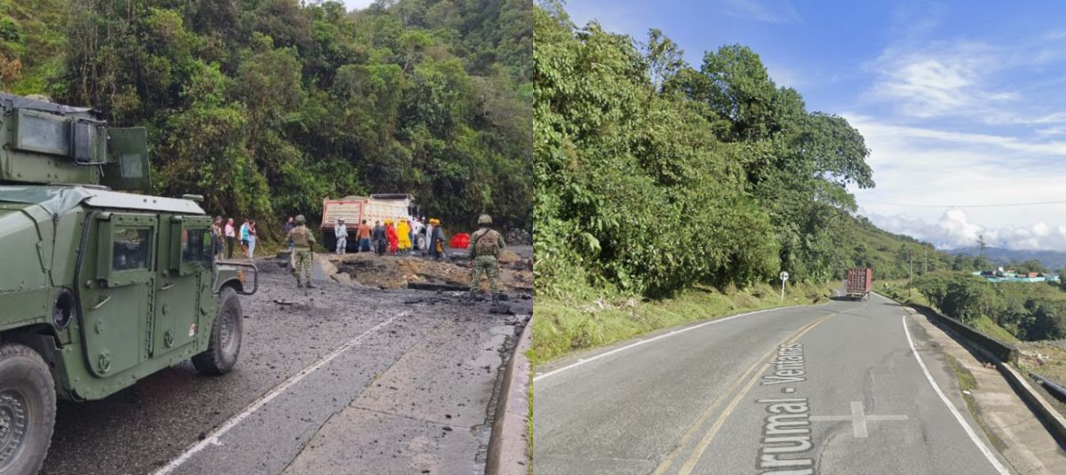 Carretera en Antioquia donde ocurrió un atentado este 19 de noviembre.