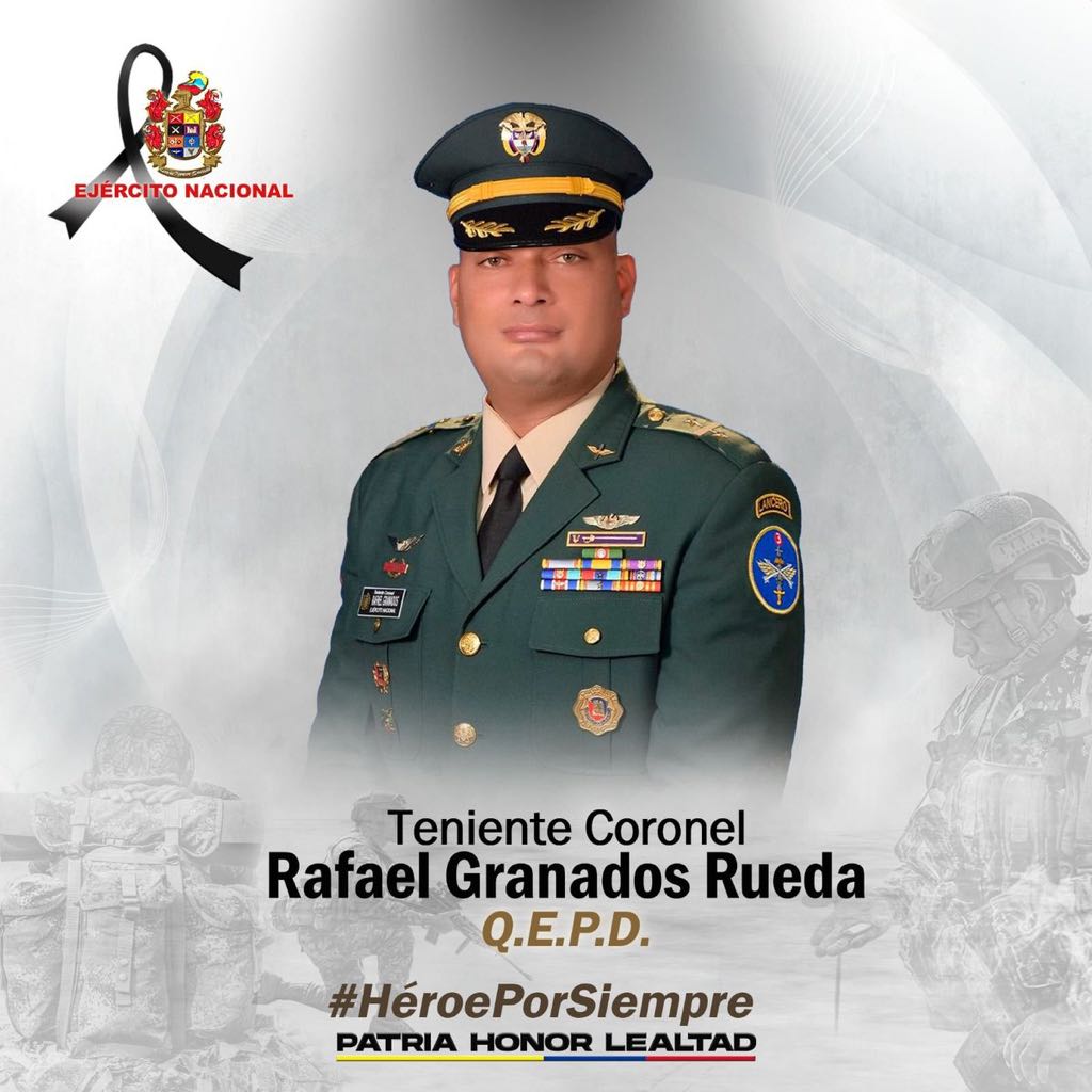 El teniente coronel Rafael Granados Rueda, asesinado en Cauca.