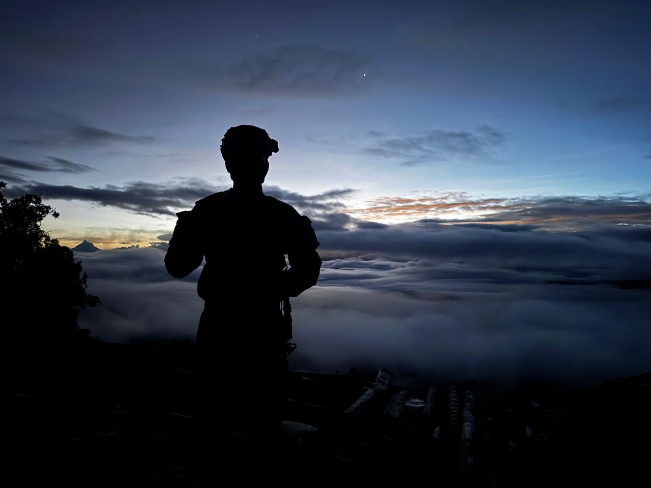 El teniente en las montañas del Cauca.
