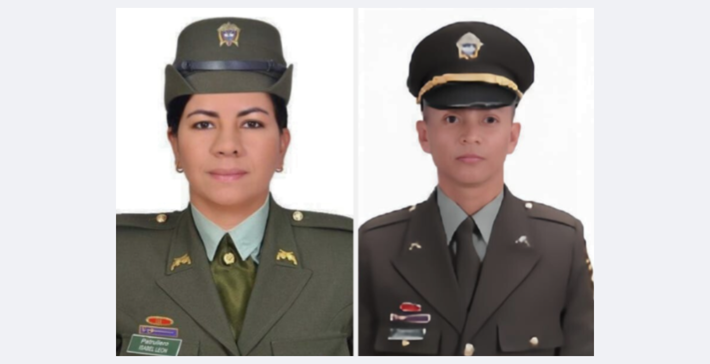 Las víctimas fueron identificadas como la patrullera Isabel Cristina León Martínez y el subintendente César Augusto Acevedo Martín.