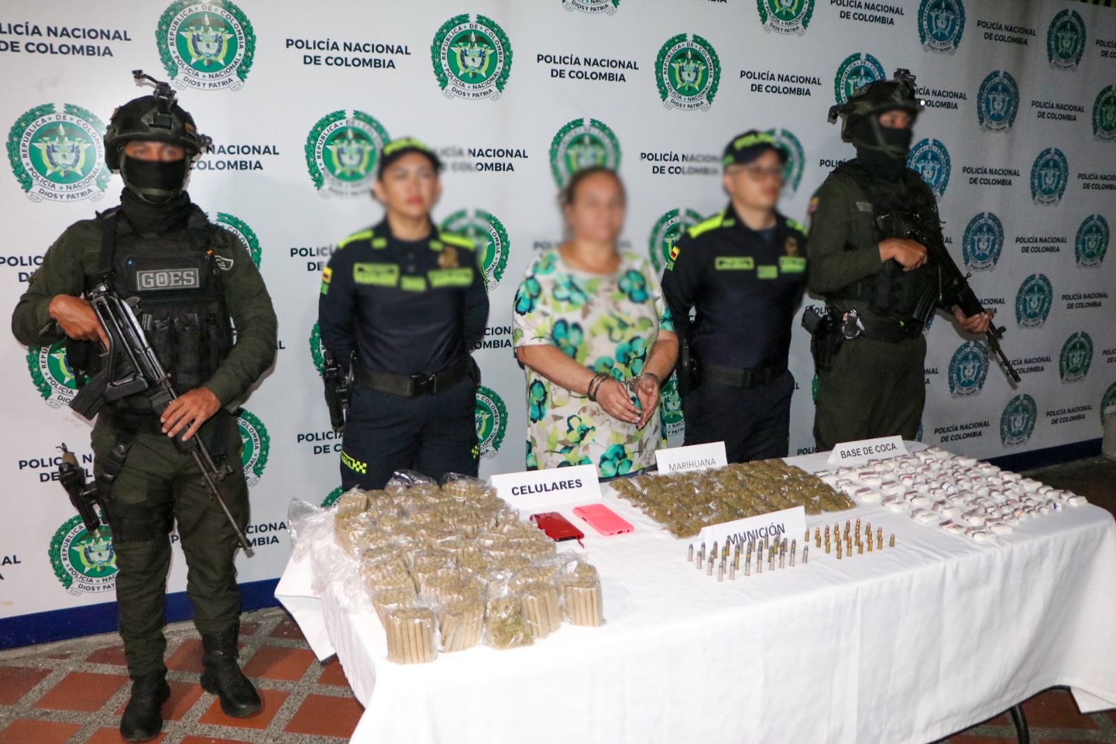 Alis Gladys capturada en el operativo.