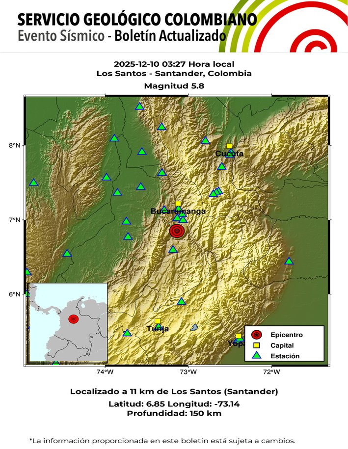 Reportan sismo en la madrugada de este 10 de diciembre.