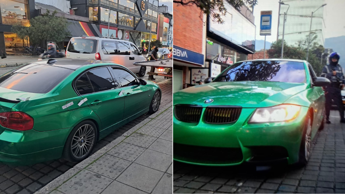 BMW fue inmovilizado en Bogotá tras ser sorprendido circulando sin la placa