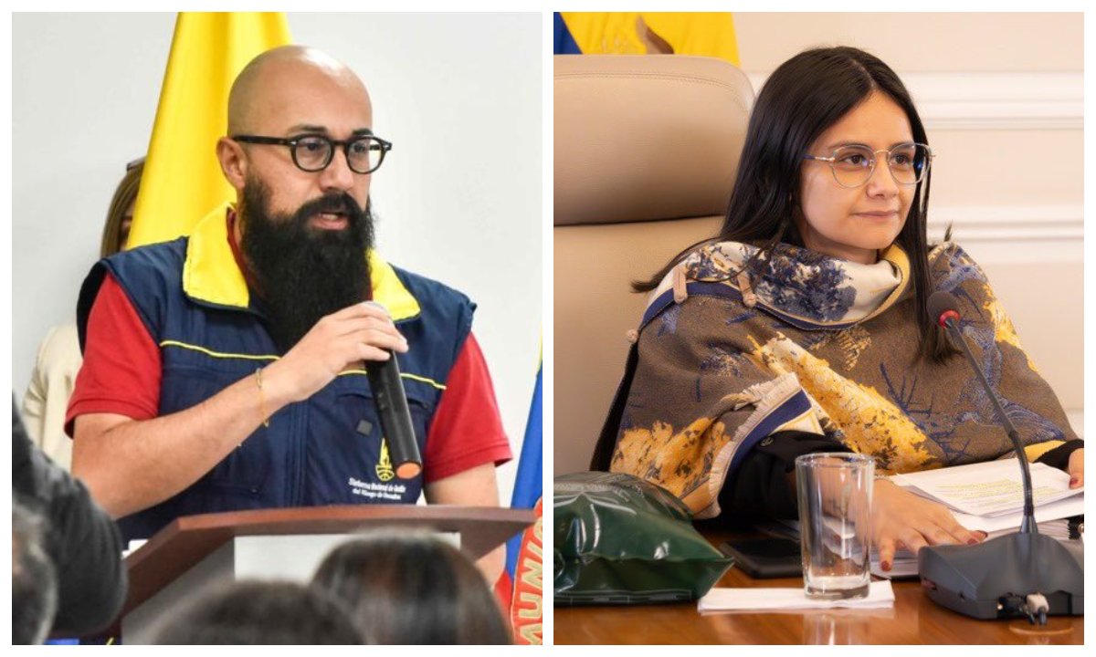 El director de la UNGRD, Carlos Carrillo, y la directora del Dapre, Angie Rodríguez.