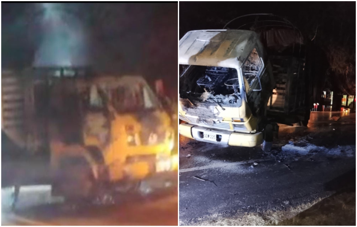 Un vehículo de carga fue incinerado en el sector de El Descanso, sobre la vía Panamericana.