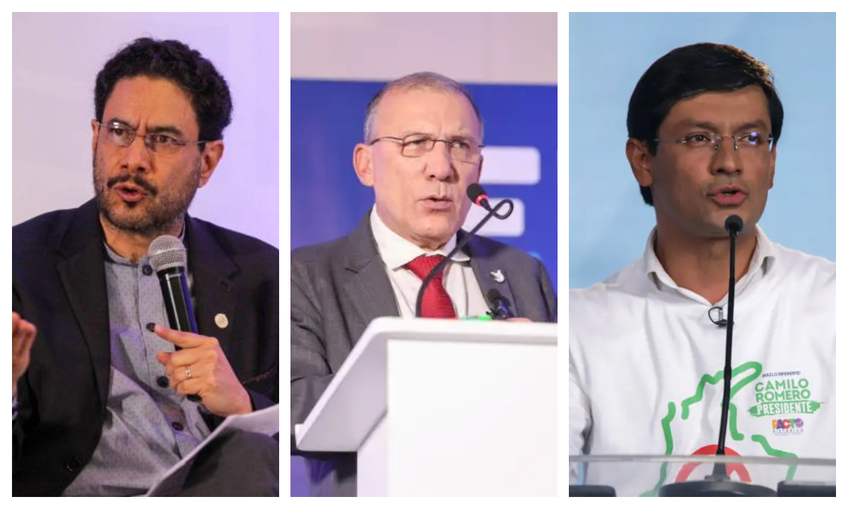 El senador Iván Cepeda, y los exembajadores Roy Barreras y Camilo Romero.