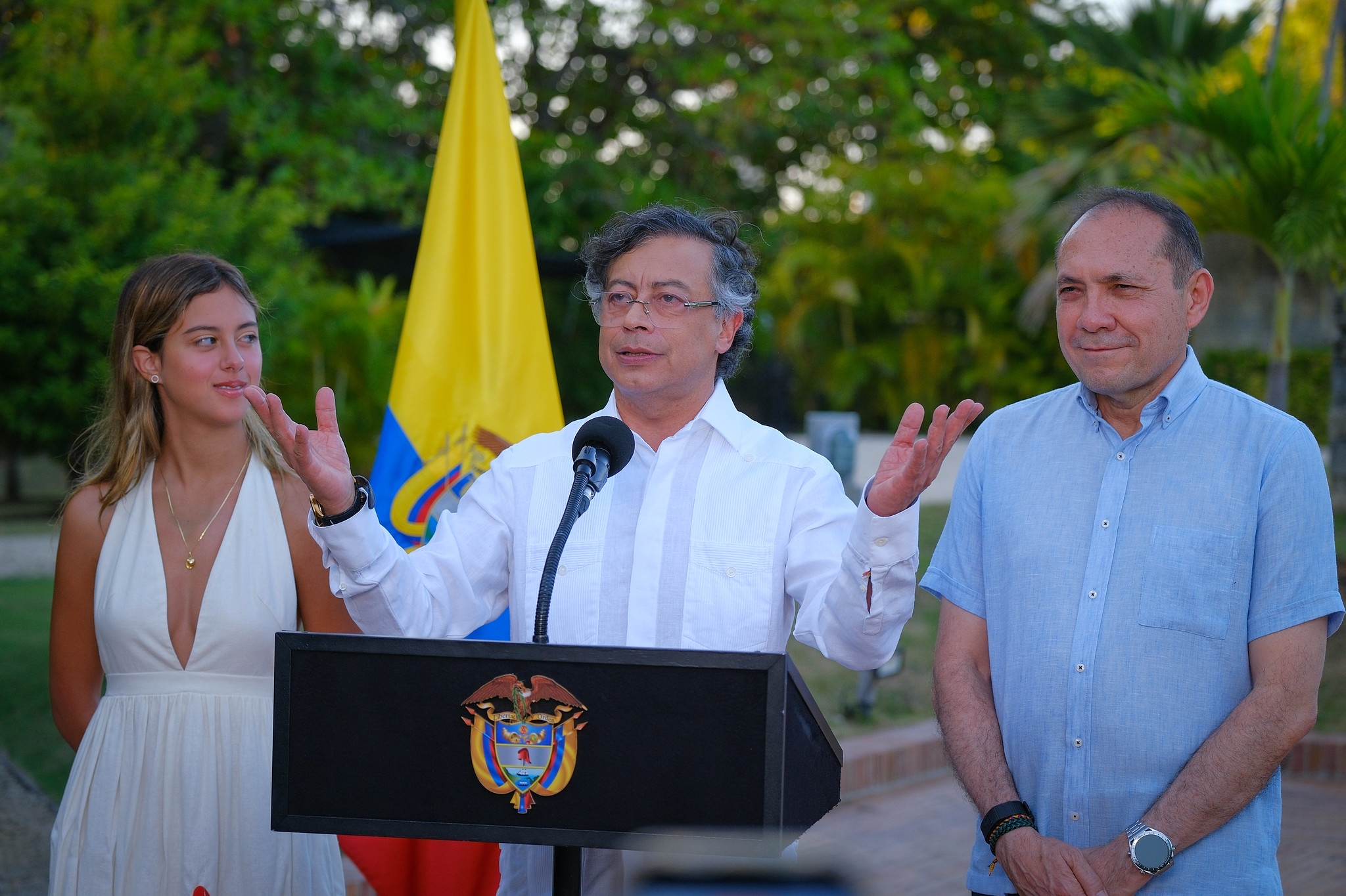 Presidente Gustavo Petro en la alocución donde anunció el incremento del salario mínimo.