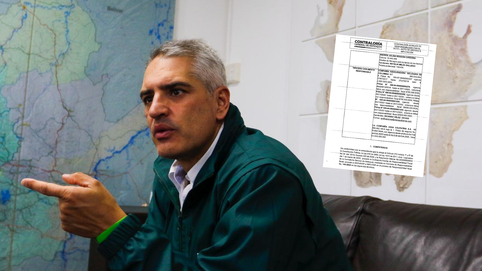 La Contraloría de Antioquia le formuló cargos al gobernador por presunto detrimento patrimonial en un proyecto de ciclorrutas de su período como alcalde de Rionegro.