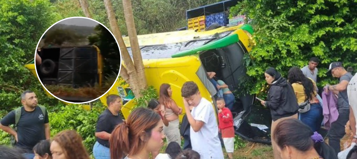 Grave accidente de bus que se volcó y dejó 18 personas heridas