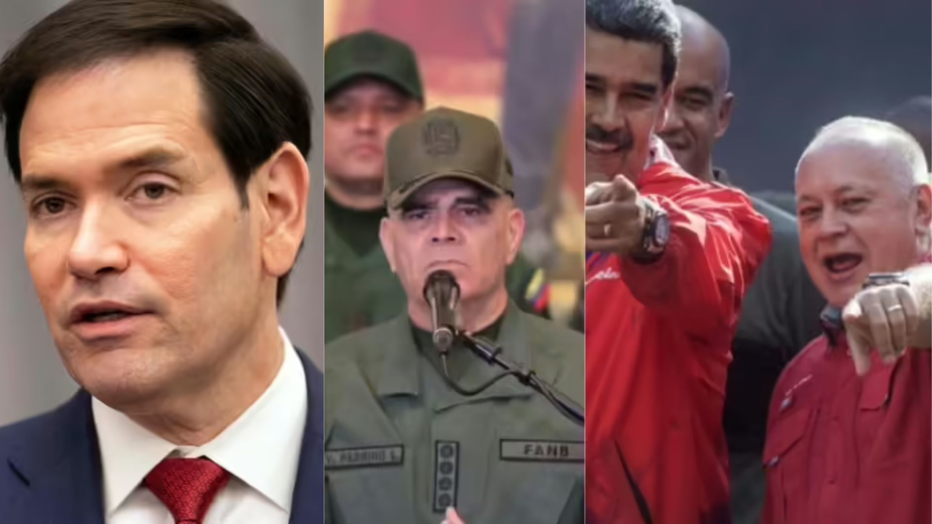Marco Rubio, Diosdado Cabello y Vladimir Padrino López.