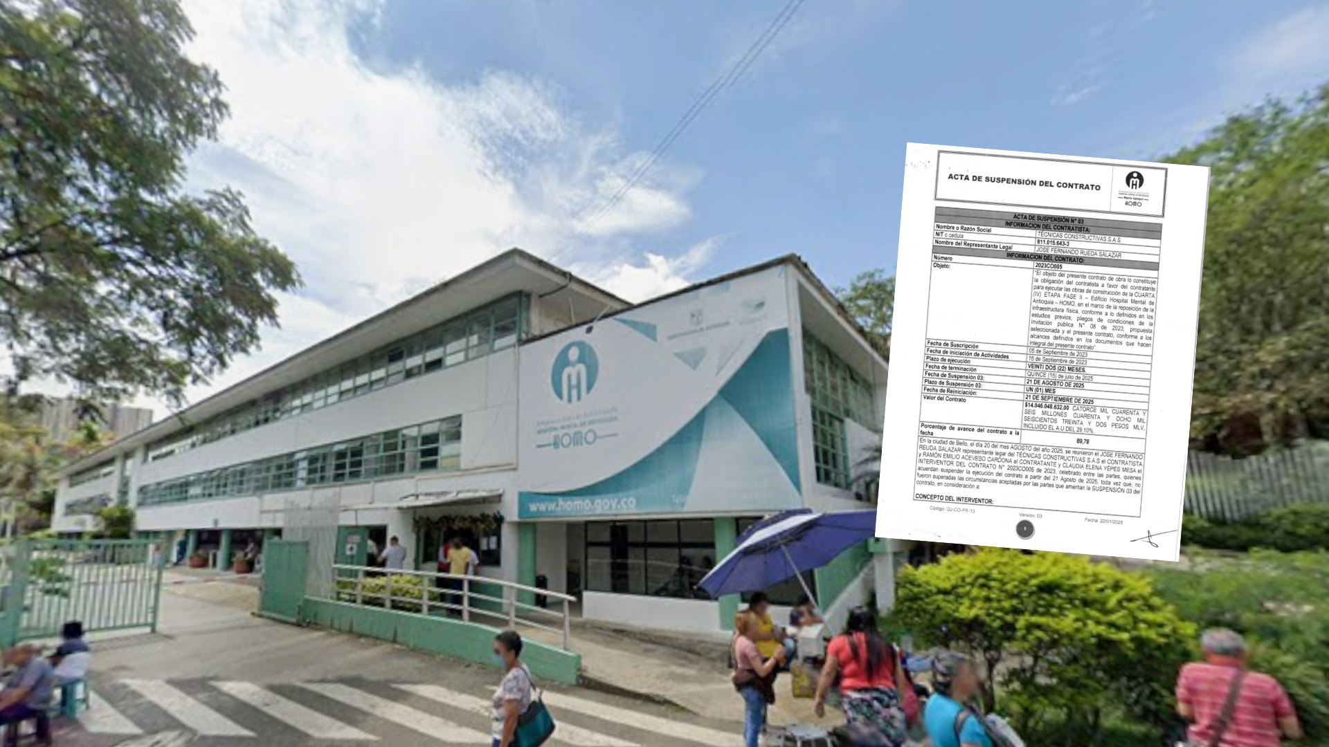 Desde 2024 se suspendieron las obras restantes para la entrega de la modernización del Hospital Mental de Antioquia.