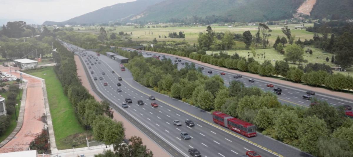 Render de la ampliación de la autopista Norte de Bogotá