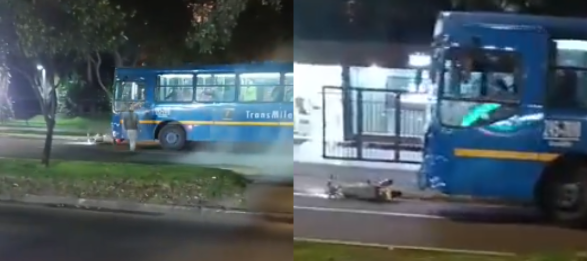 El autobús SITP pasó por encima de una moto dos veces.
