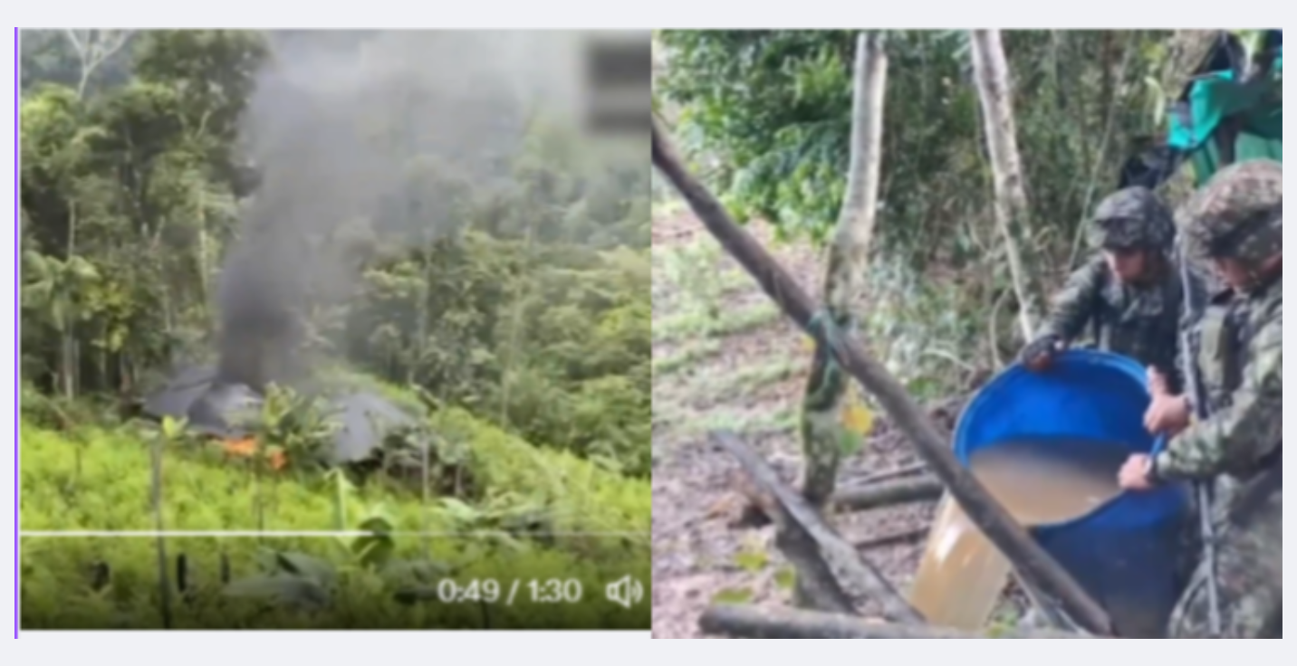 Tropas del Ejército destruyeron cinco laboratorios de coca en Antioquia.