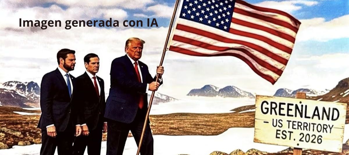 Donald Trump publica imagen de su conquista a Groenlandia, la imagen fue hecha con IA.