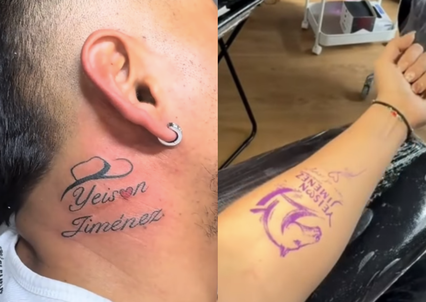 Tattoos in honor of Yeison Jiménez.