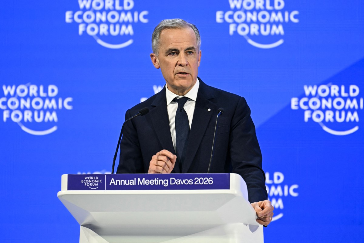 El primer ministro de Canadá, Mark Carney, pronuncia un discurso durante la reunión anual del Foro Económico Mundial.
