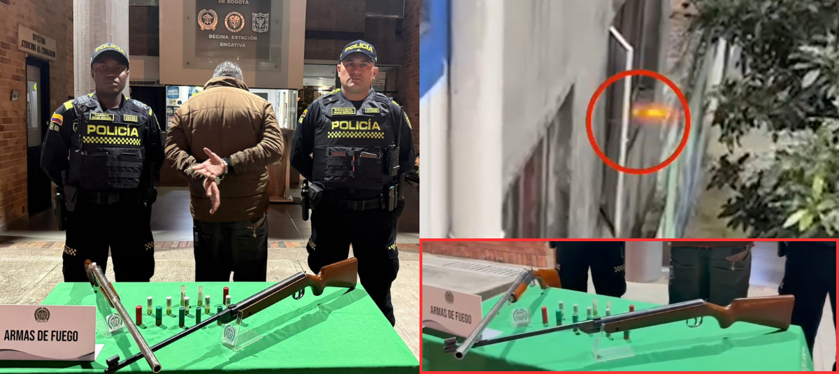 Hombre tras capturado haber disparado con una escopeta en Bogotá
