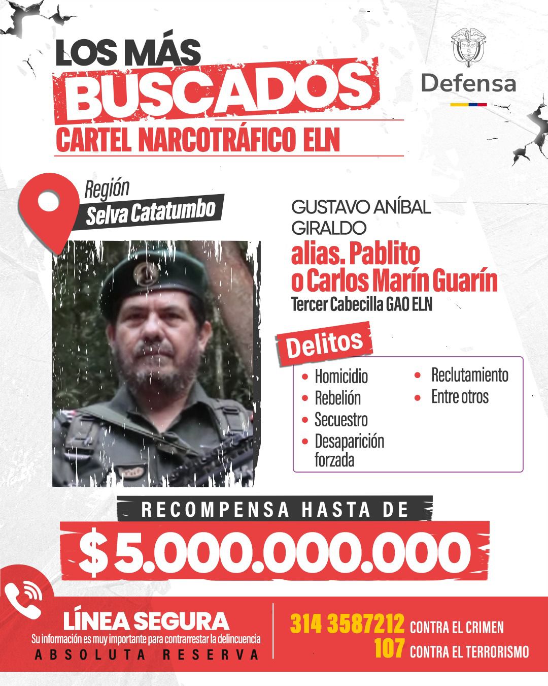 Alias ​​Pablito, cabecilla del Eln.