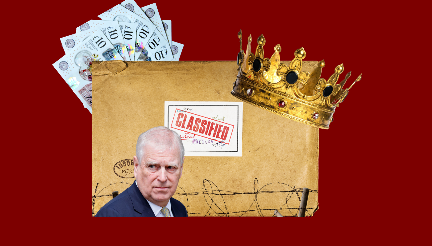 Collage Expríncipe Andrés / Jeffrey Epstein / realeza Reino Unido