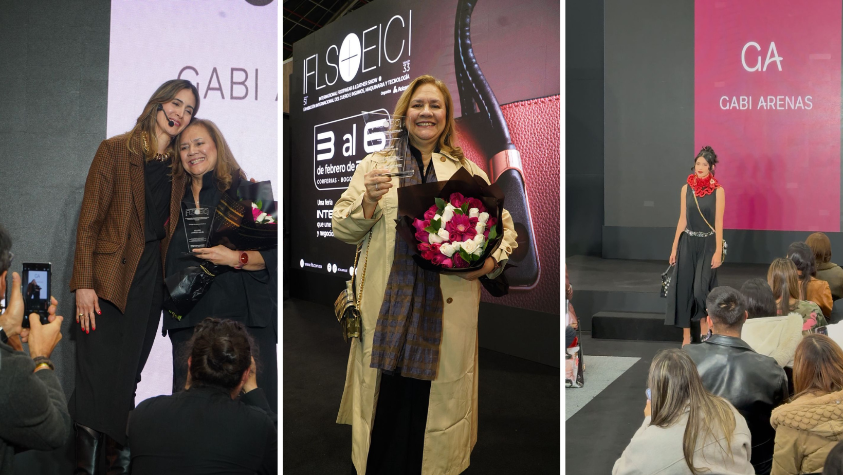 Gabi Arenas fue ovacionada en la pasarela inaugural del IFLS + EICI por sus 30 años de trayectoria en la marroquinería colombiana.