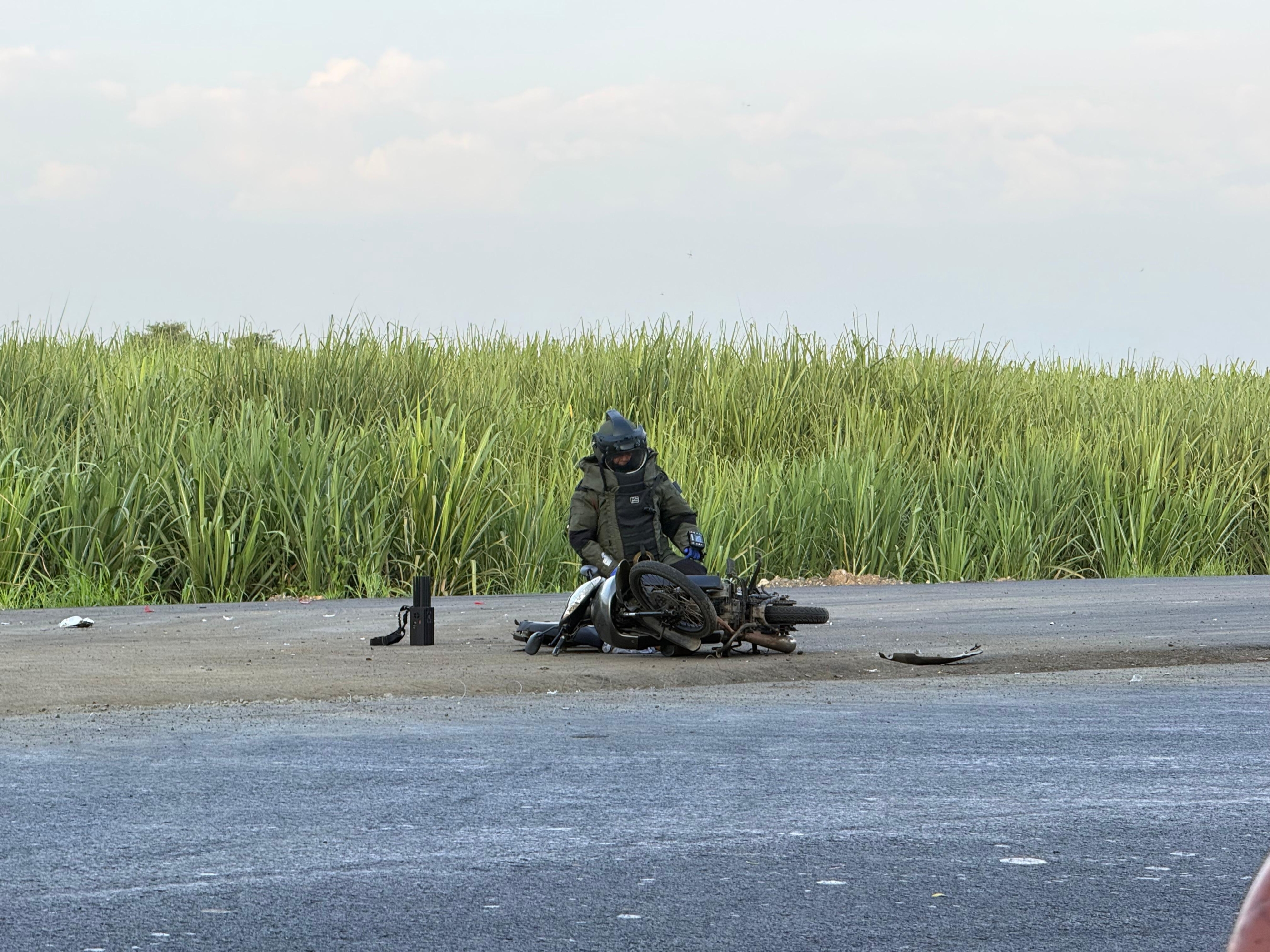 Desactivaron moto bomba en la vía Panamericana, el 14 de febrero de 2026.