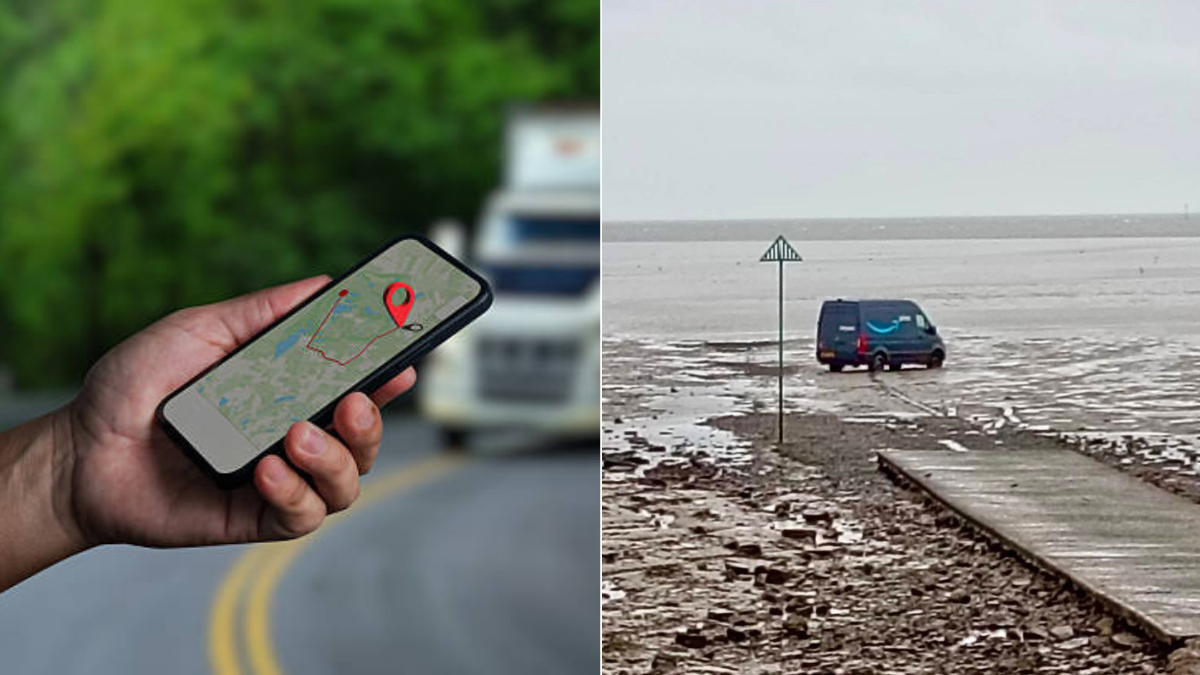 Repartidor de Amazon en Reino Unido sigue el GPS y termina en medio de un río