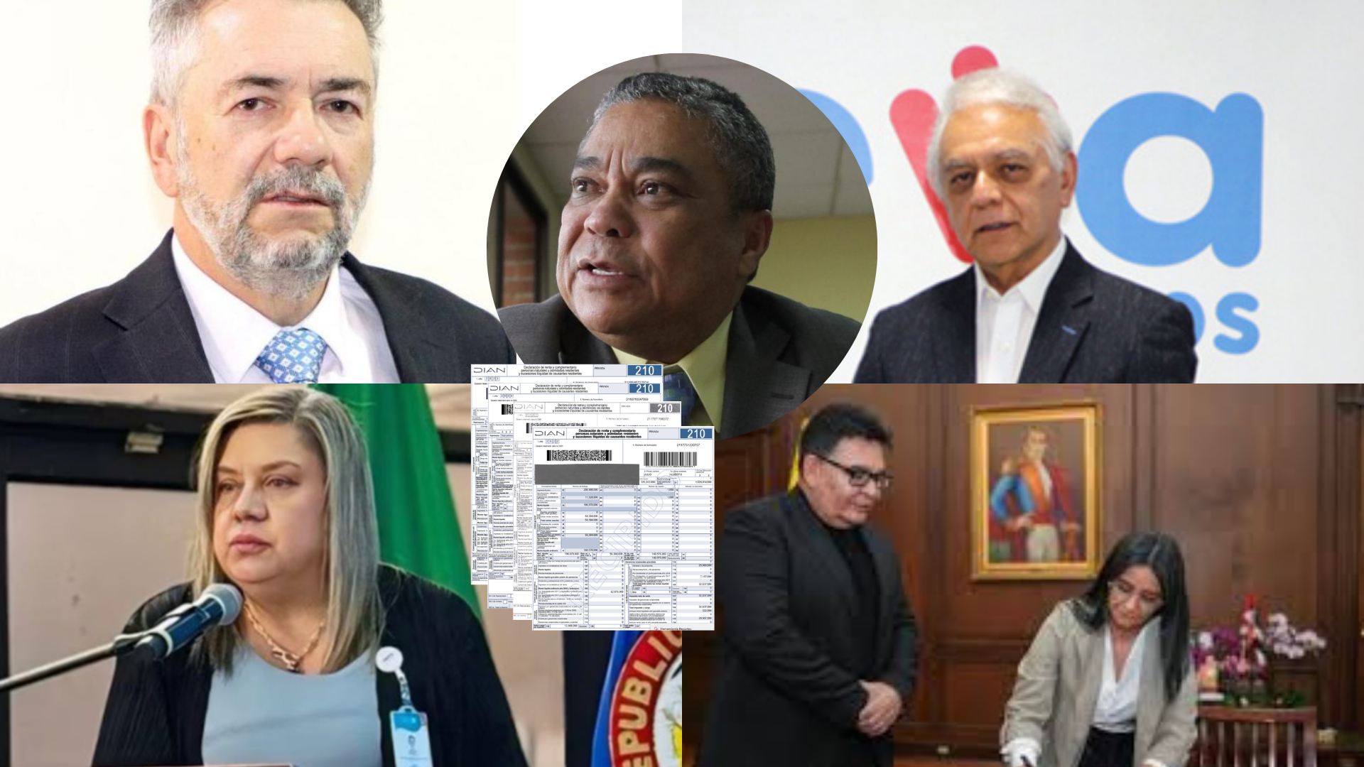 (Above) Julio Rincón, Aldo Cadena and Bernardo Camacho; (below) Gloria Polanía and Luis Galves, auditors of the New EPS.