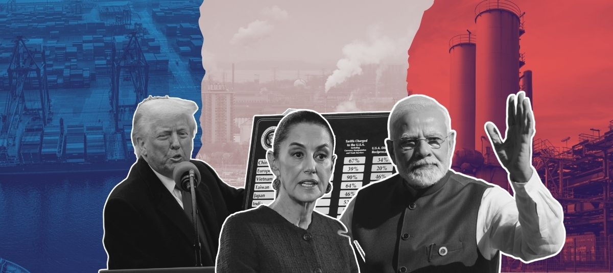 Los presidentes Donald Trump (Estados Unidos) y Claudia Sheinbaum (México), y el primer ministro de la India, Narendra Modi.