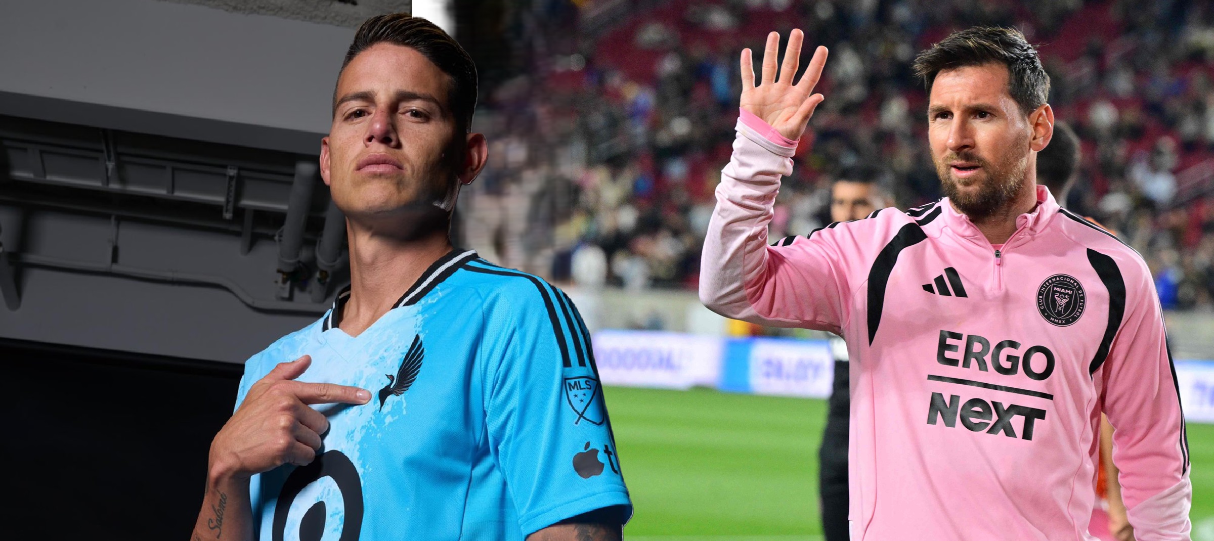 James Rodríguez y Lionel Messi