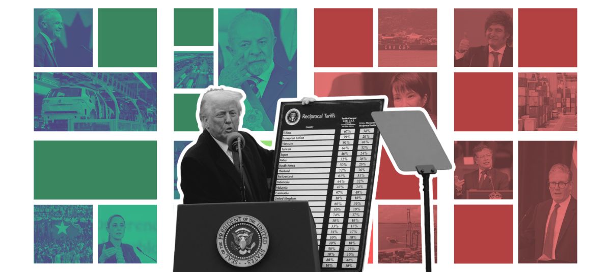 Collage trump ganandores perdedores aranceles