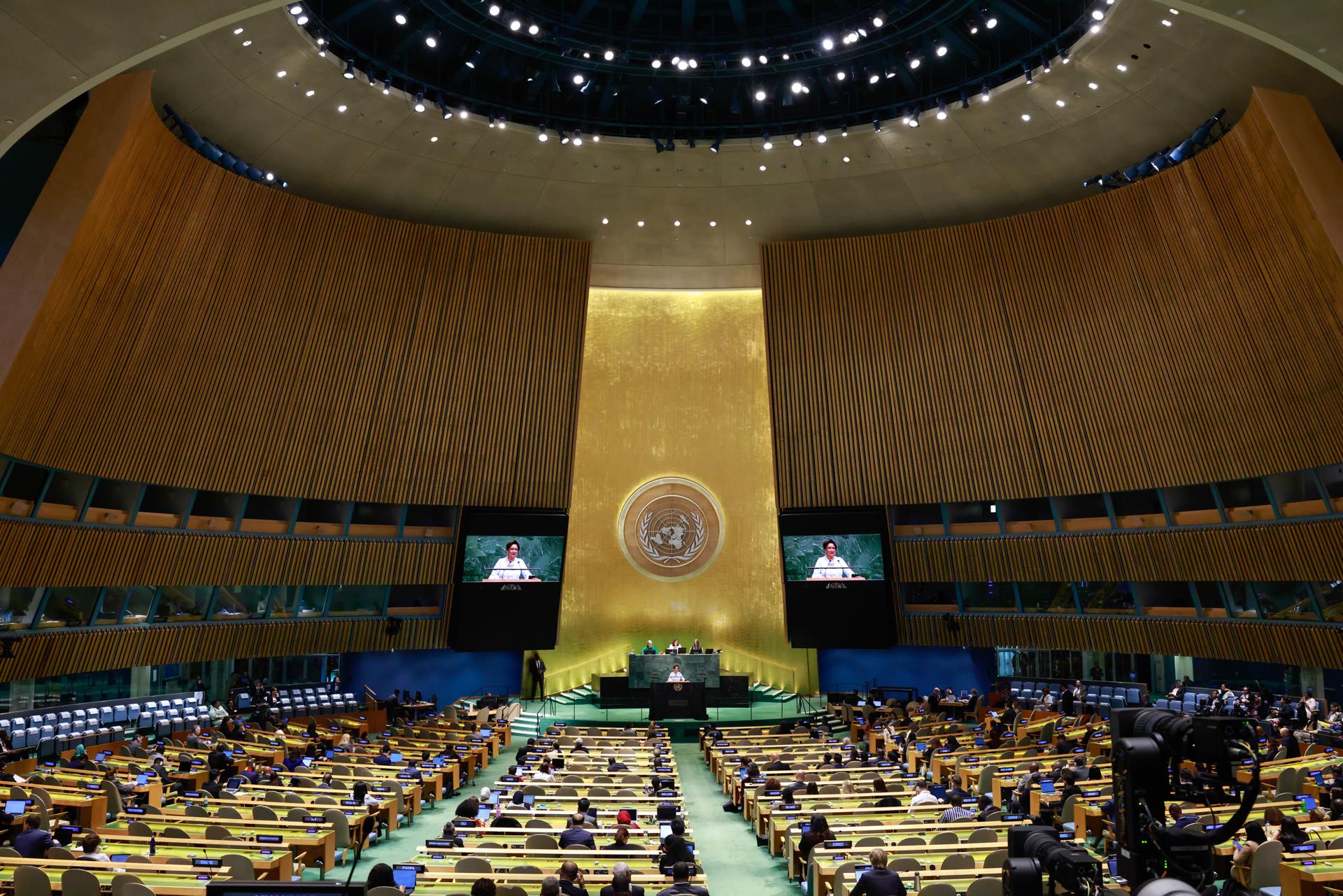 Fotografía de archivo del 26 de septiembre de 2025 que muestra una vista panorámica de una sesión de la Asamblea General de la Organización de las Naciones Unidas (ONU).