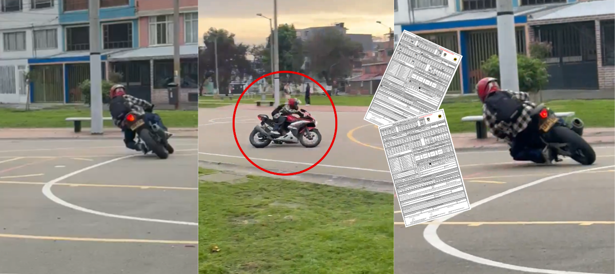 Motociclista usó una cancha de microfútbol como pista de carreras.