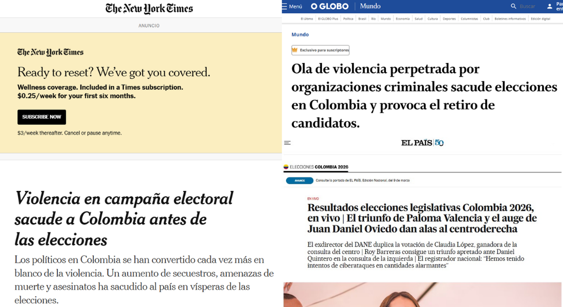 Prensa internacional elecciones legislativas en Colombia 2026
